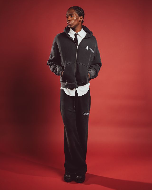 Charcoal Wide-Leg Sweatpant