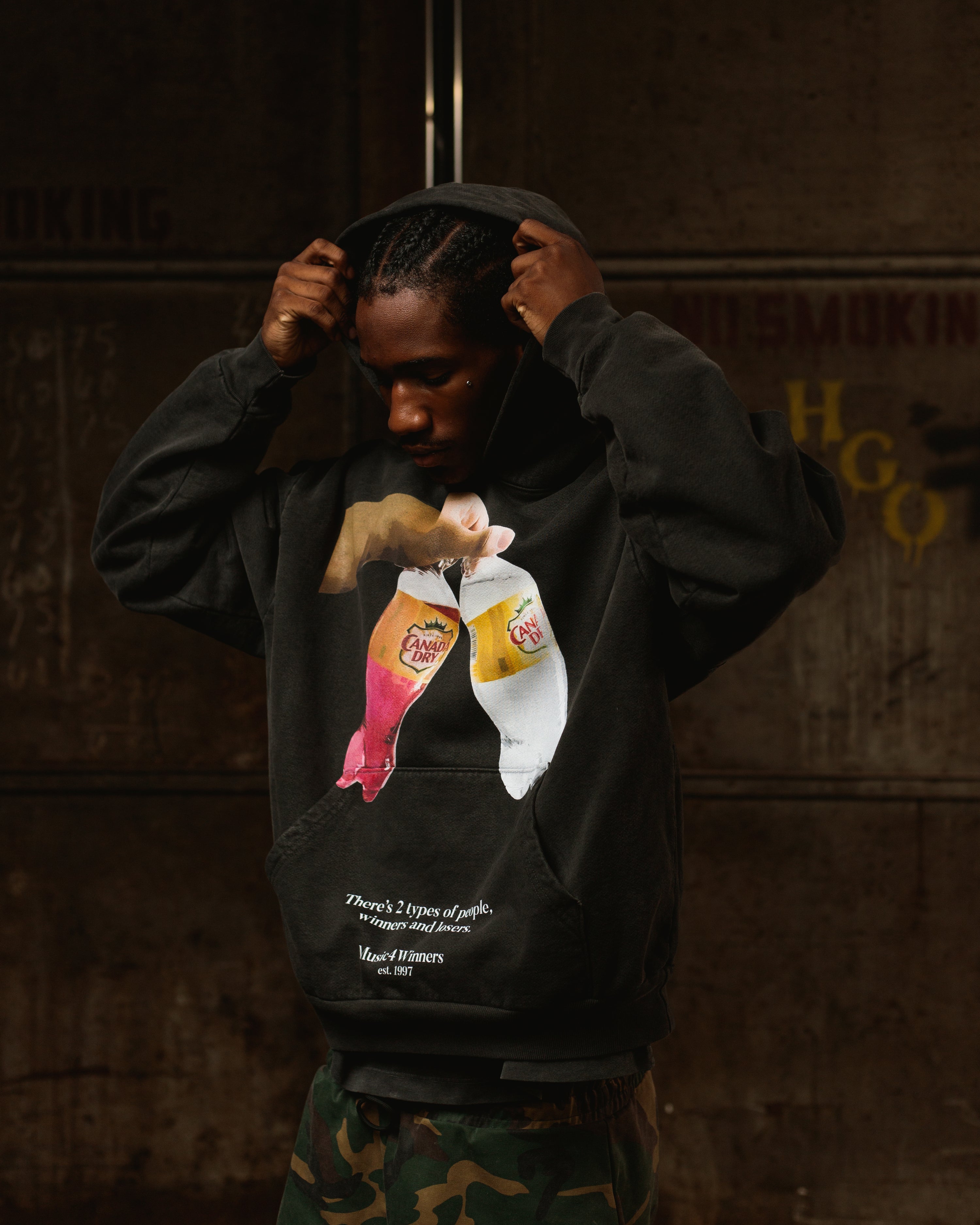 4WINNERS AND LOSERS (CD) HOODIE - WASHED BLACK